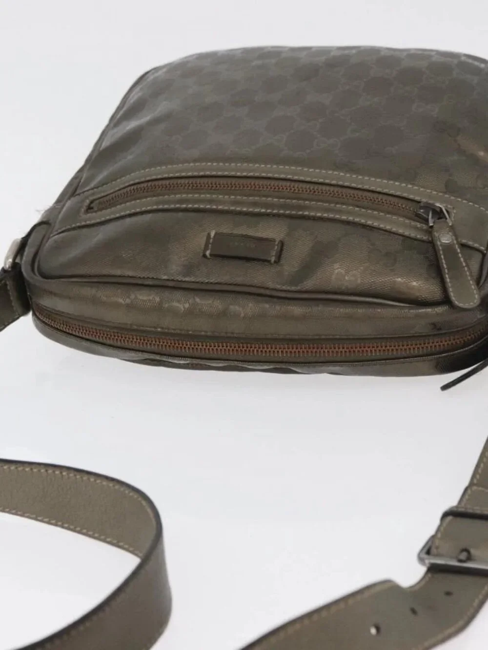 GUCCI GG Implementation Shoulder Bag PVC Bronze Silver 201448 Auth